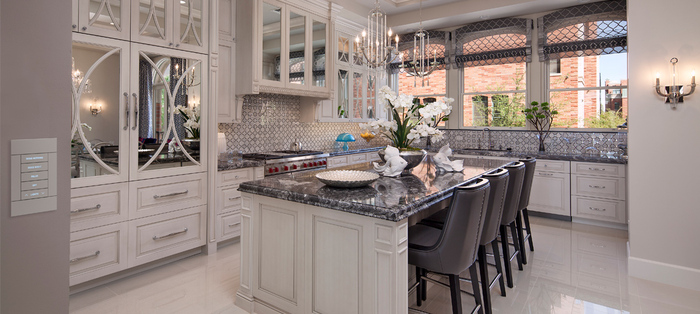 Crestron Lighting Control Keypad White in Kitchen