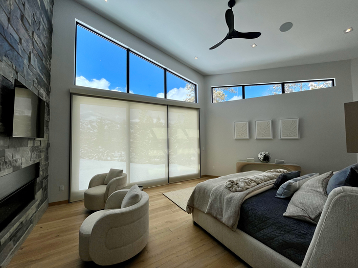 Crestron Motorized Shades, Sony TV on Wall, In-ceiling Speaker